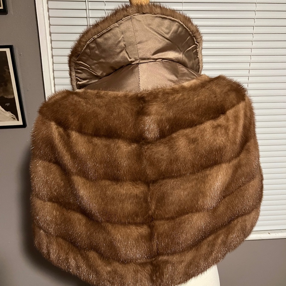 FLASH FALL SALE Mink Fur stole in light brown Autumn haze - Picture 4 of 8